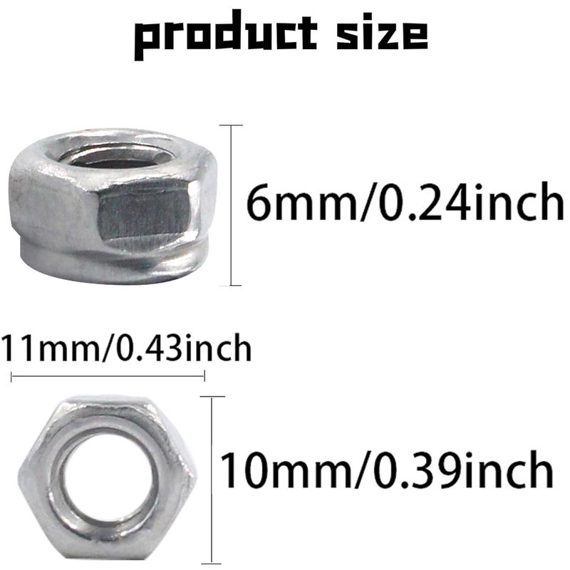 PDETVEO 50PCS Stainless Steel 304 Lock Nuts, M6-1.0 Nylon Insert Hex Lock Nuts - Image 3